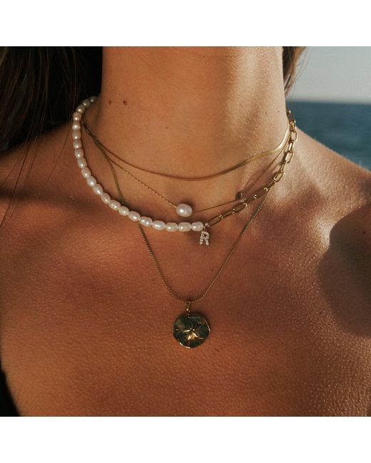 Mickey's Girl Metallic Initial Pearl Mix Necklace