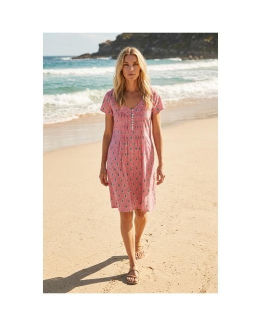 At Last Pink Cotton Karen Short Sleeve Day Dress
