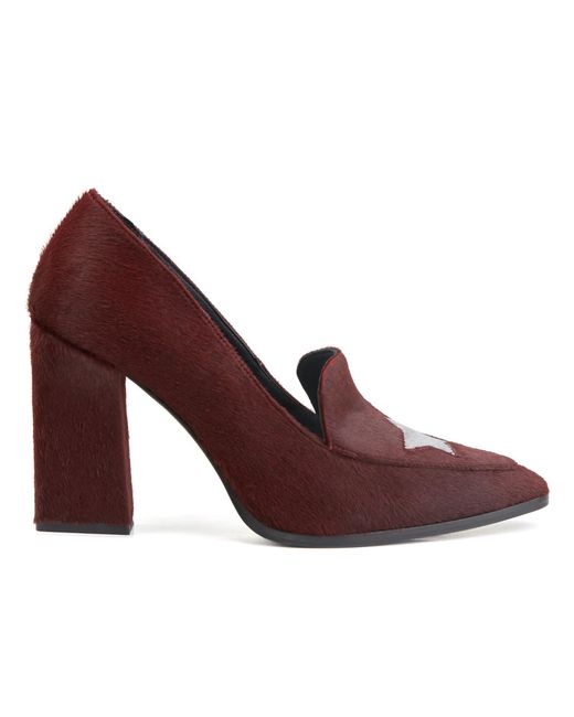 Rosamund Muir London Brown Maria Burgundy Calf Hair & Star Loafers