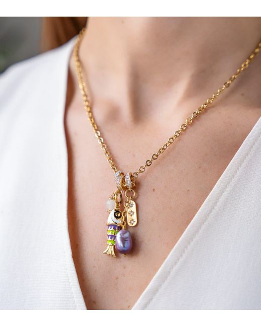 Loni Paul Jewelry Metallic Fish & Pearl Charm Necklace