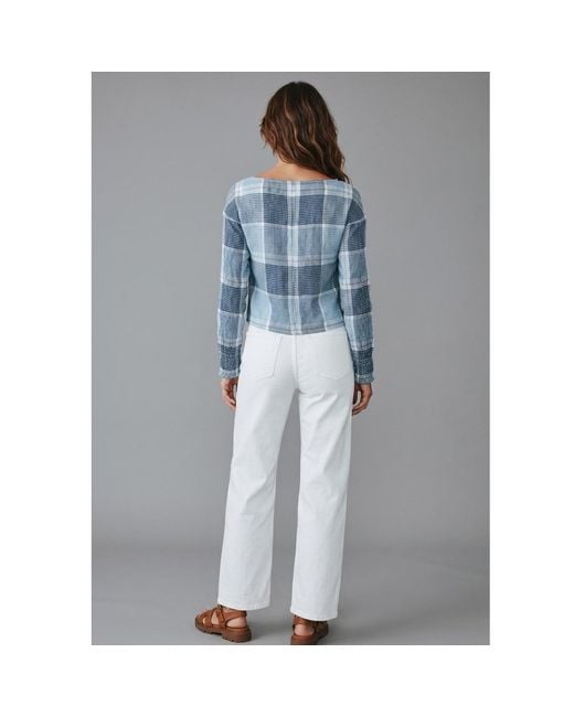 SNIDER Blue Plaid Drawstring Top