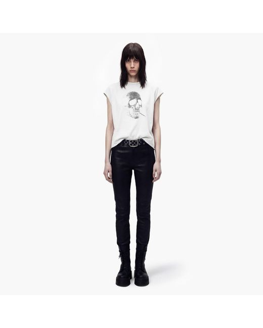 Other Uk White Smoking Skull Rocker Tee for men