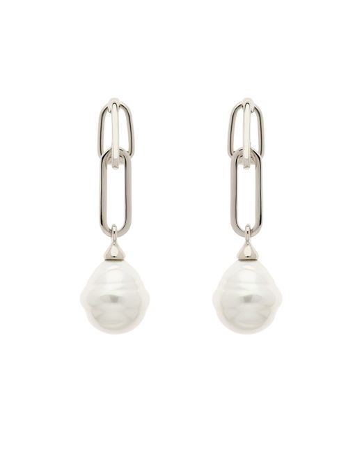 Emma Holland Jewellery White Platinum & Baroque Pearl Drop Clip Earrings