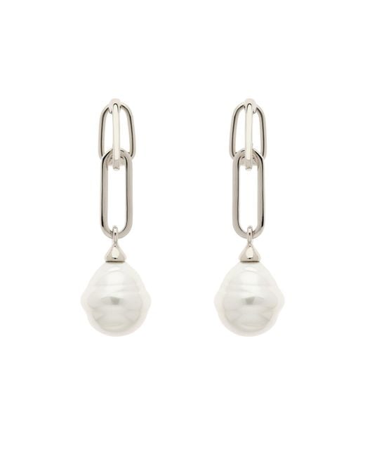 Emma Holland Jewellery White Platinum & Baroque Pearl Drop Clip Earrings