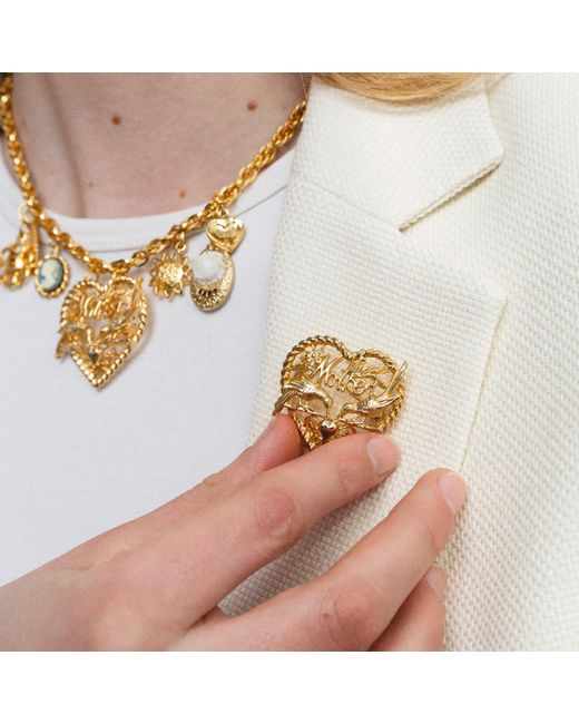 Caramel Vintage Jewellery Metallic Exclusive Vintage Mother's Day Plated Heart Brooch