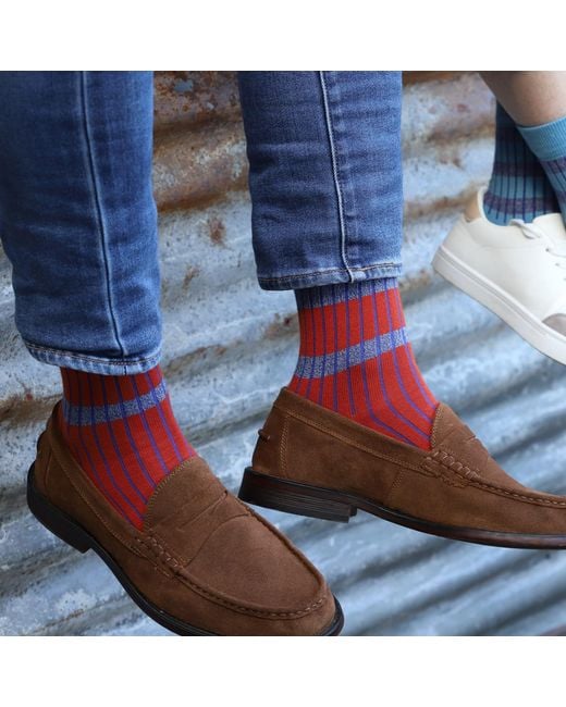 Peper Harow - Made in England Red Old School Socks – for men