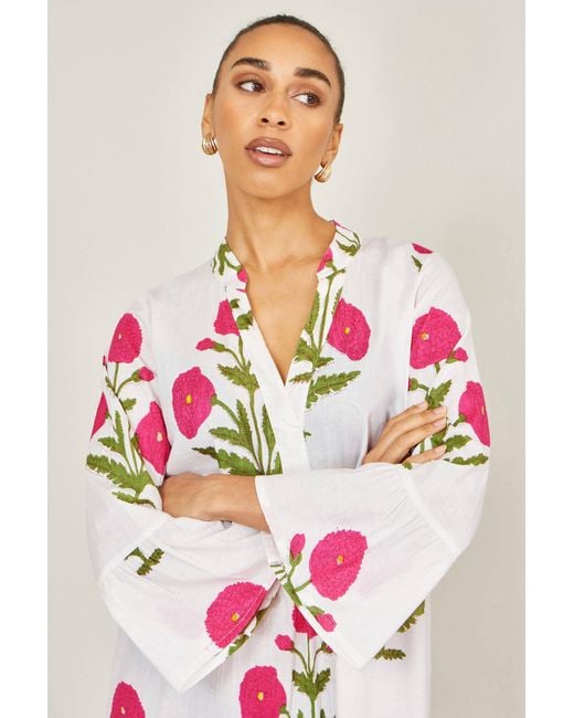 Yumi' Pink Cotton Floral Tunic