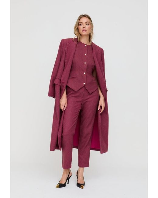 Lily and Lionel Purple Pandora Tailored Herringbone Print Waistcoat