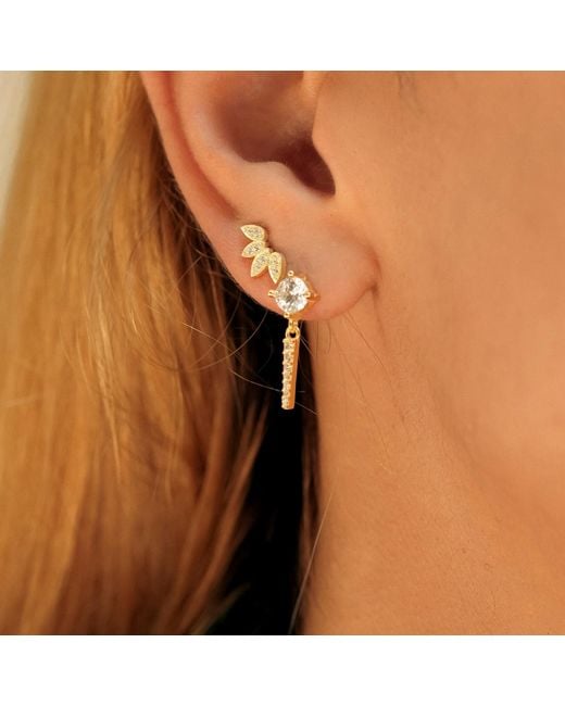 Spero London Metallic Sterling Flower Stud And Spike Drop Earrings