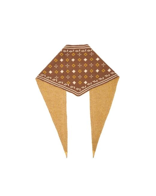 Saachi Brown Foulard Knit Triangle Scarf