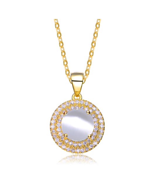 Genevive Jewelry Metallic Sterling Silver Gold Overlay Frosty Cubic Zirconia Circle Necklace