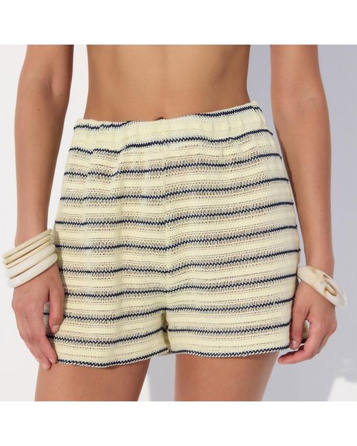 Thisisu Collection Natural Solea Striped Knit Beachwear Shorts