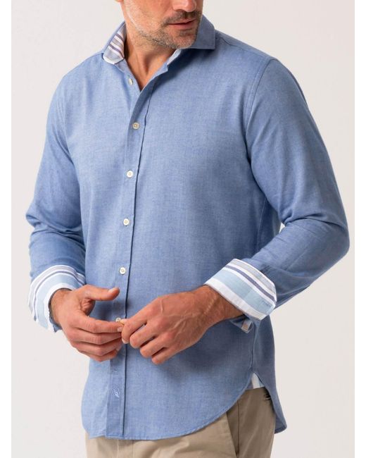 Koy Clothing Blue Cotton-Merino Shirt for men