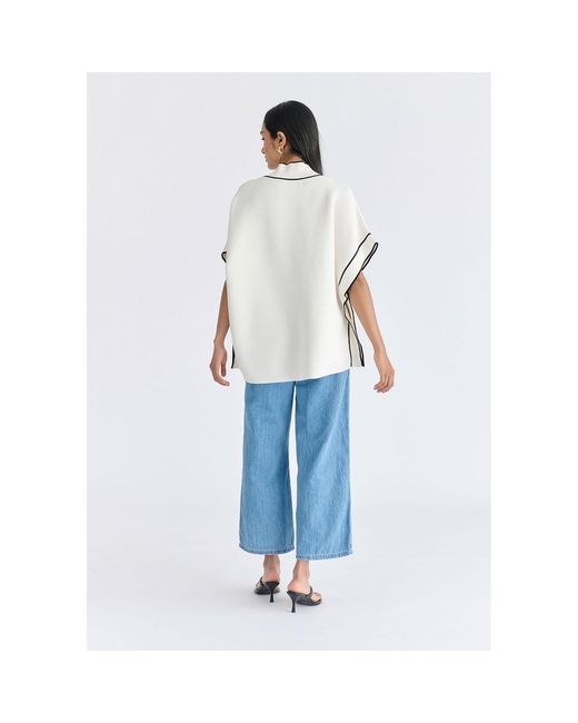Paisie Metallic Button Details Kimono Ribbed Cardigan