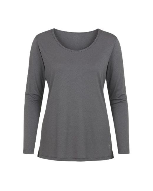 Conquista Gray Dark Top With Long Batwing Sleeves