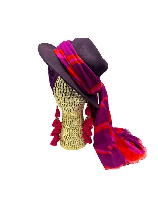 Julia Clancey Red Aubergine Fifi Scarf Fedora Set