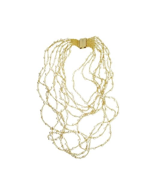 Lavish by Tricia Milaneze Metallic Clear & Multi Strings Handmade Necklace