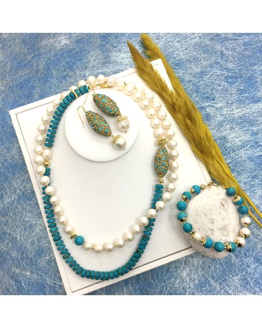 Farra Green Rhinestone Bordered With Freshwater Pearls Earrings