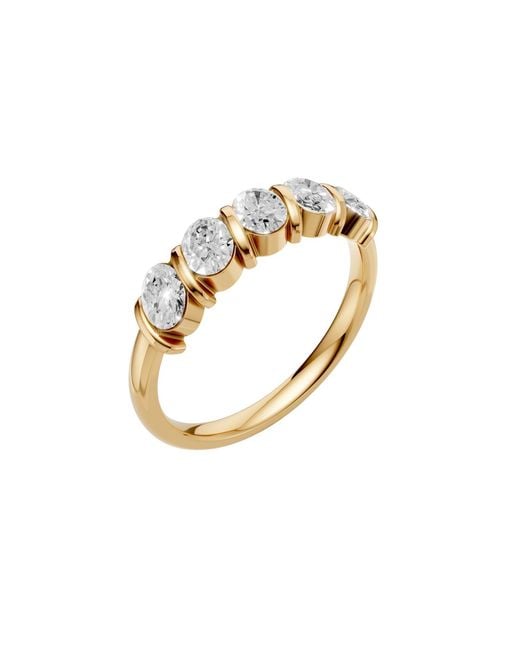 Aya Fine Jewelry Metallic 0.85 Cwt Oval Lab Diamond Five Stone Wedding Band
