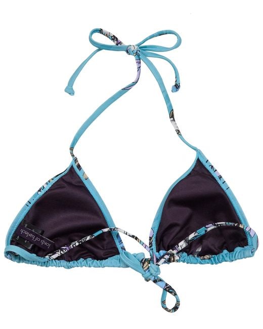 Lords of Harlech Blue Flavia Exotic Floral Bikini Top