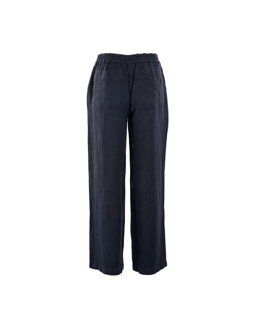Haris Cotton Blue Solid Wide Legged Linen Pants