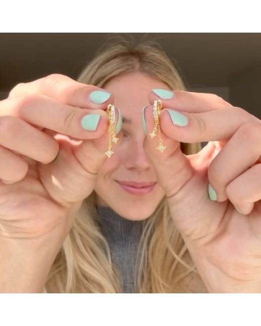 BLOOMTINE | Earth Angel HQ Metallic Illuminess Vermeil Shooting Star Moissanite Huggies
