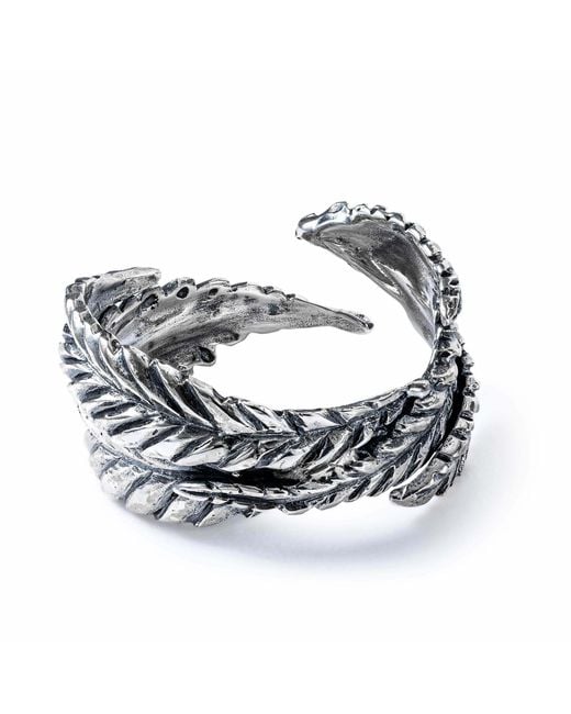 German Kabirski Metallic Bryo Oxidized Ring With Textured Leaf Design
