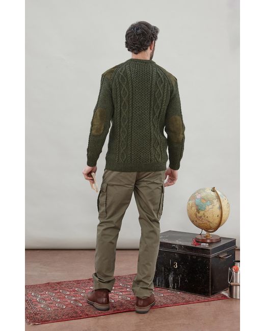 Paul James Knitwear Green Chunky Merino Wool Archiee Shooting Jumper for men