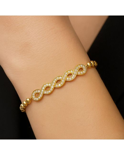 Maison De Gala Metallic Infinity Wave Crystal Bracelet