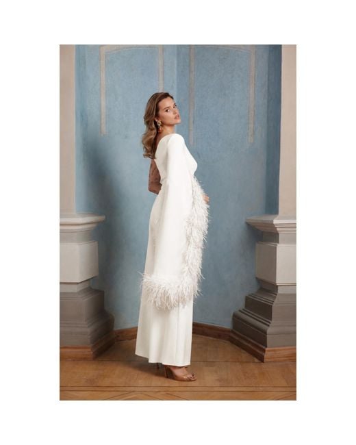 Nomi Fame White Nymph Creamy One Sleeve Asymmetric Neckline Jumpsuit
