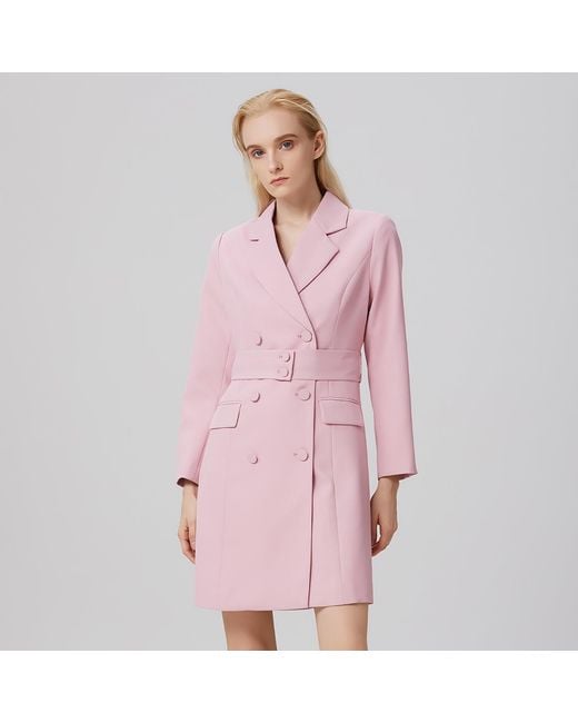Smart and Joy Pink Belted Tailor Coat