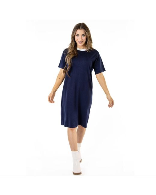 Zenzee Blue Silk Cashmere Tee Shirt Dress