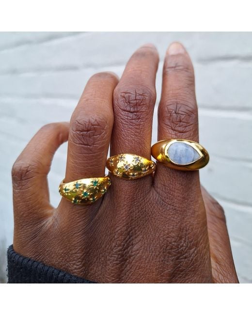 YAA YAA LONDON Metallic Neutrals Precious Daughter Topaz Gemstone Vermeil Ring