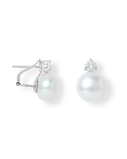 Pearls of the Orient Online White Stella Cultured Freshwater Pearl & Cubic Zirconia Stud Earrings Set