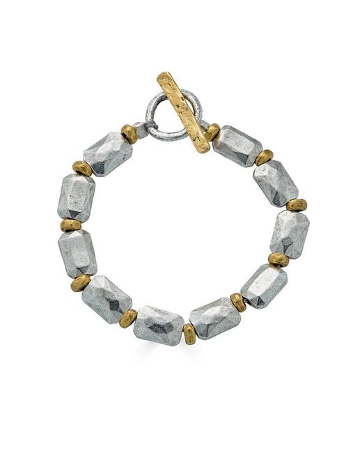 Loni Paul Jewelry Metallic Mixed Metal Rectangle Bead Bracelet