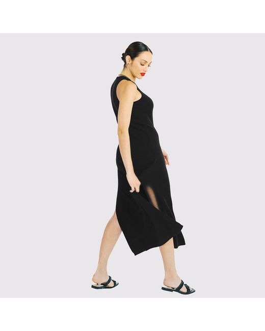 Zenzee Black Cashmere Maxi Dress With Side Slits
