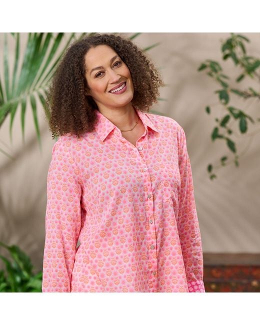 Luella Fashion Pink Eze Cotton Shirt Printed Pattern Neon