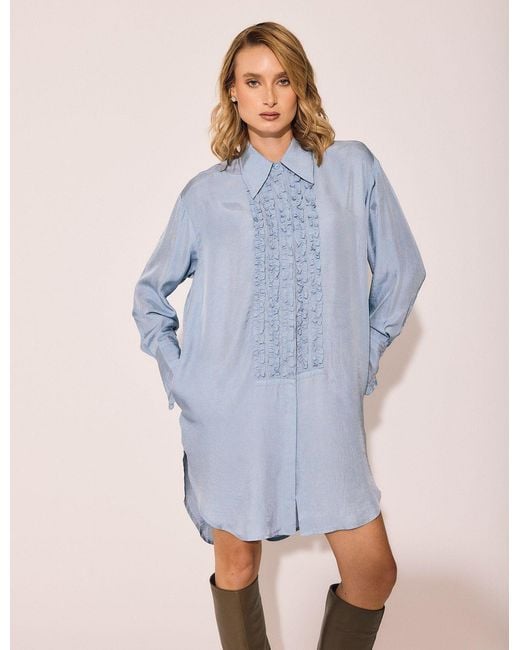 Lindsay Nicholas New York Gray Tuxedo Shirt Dress