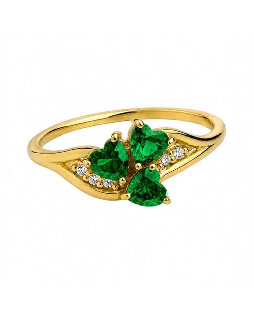 Belinda Jewelz Green Emerald Triple Heart Cluster Birthstone Ring