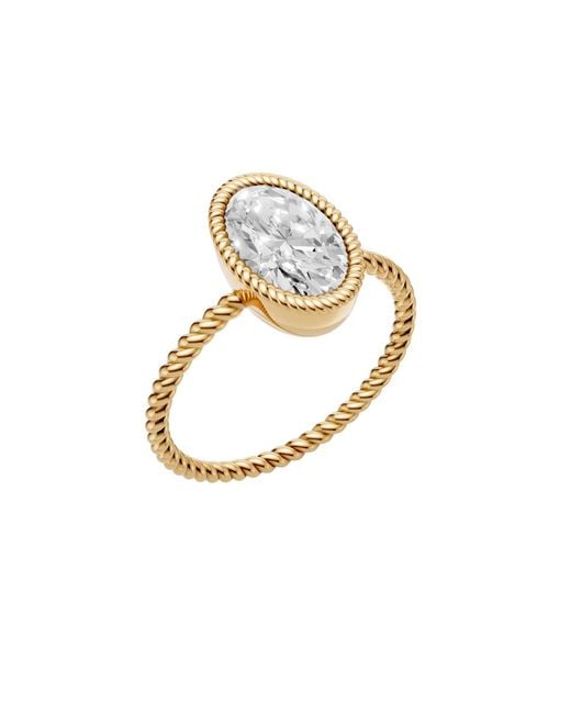 Aya Fine Jewelry Metallic 1.77 Ct Oval Lab Diamond Twisted Rope Bezel Solitaire Ring