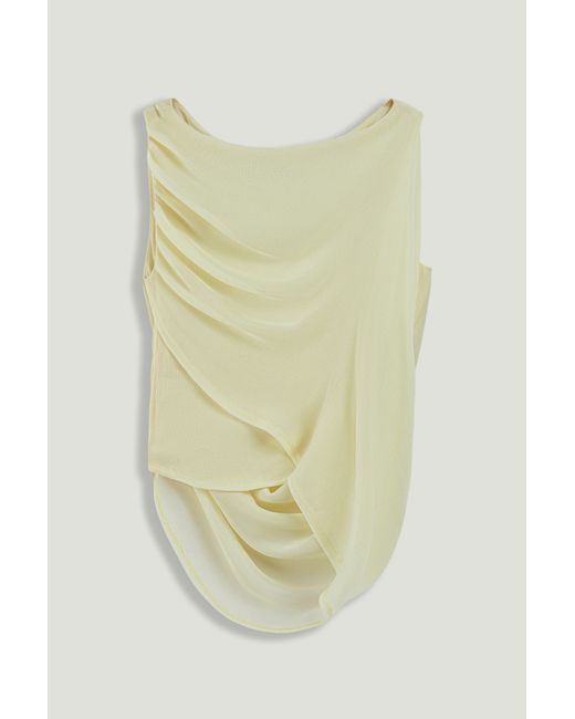 Nocturne White Draped Sleeveless Blouse