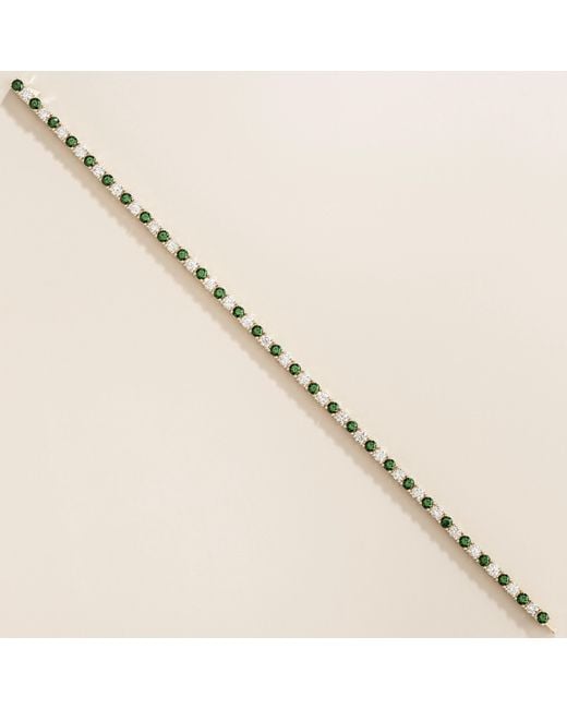 Juvetti Metallic Ciclo Emerald & Diamond Round Tennis Bracelet