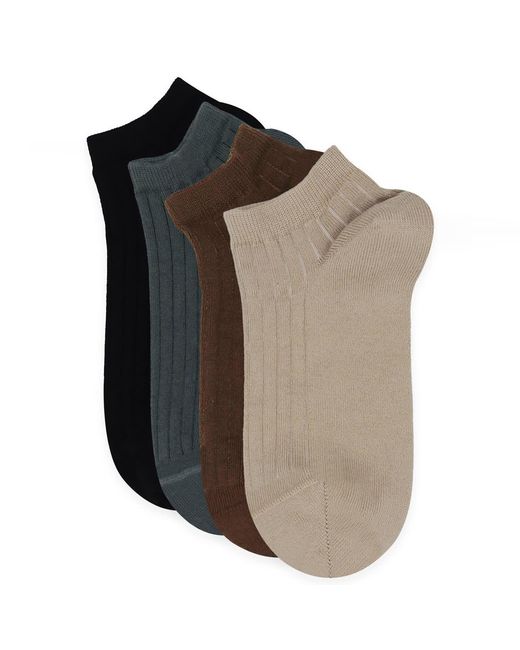 Peper Harow - Made in England Brown Four Pack Essential Trainer Socks