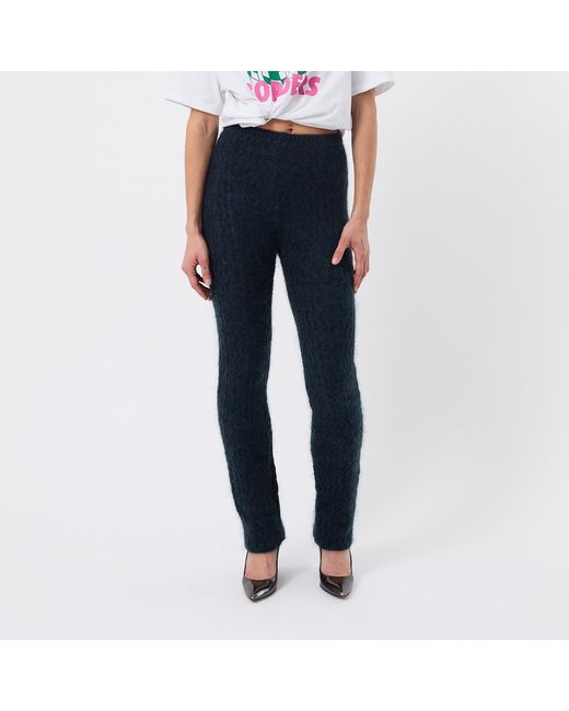 Ccy Currency Blue Mohair Zigzag Knitted Pants