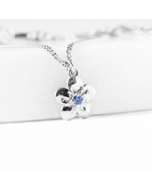 Lee Renee White Forget Me Not Necklace – Single Sapphire–