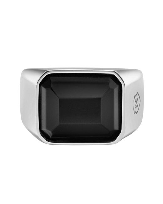 Nialaya Black Zircon Signet Ring for men