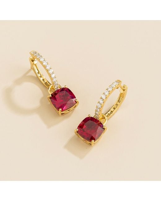 Juvetti Metallic Oreol Earrings Set With Ruby & Diamond