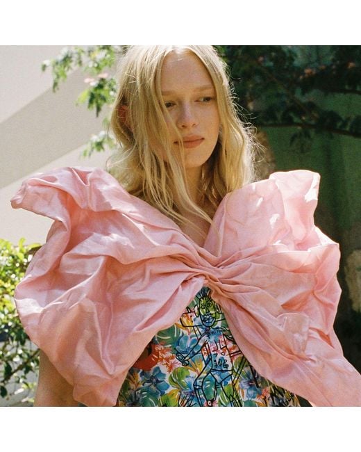 Miro Misljen Pink Flamingo Patchwork Gown