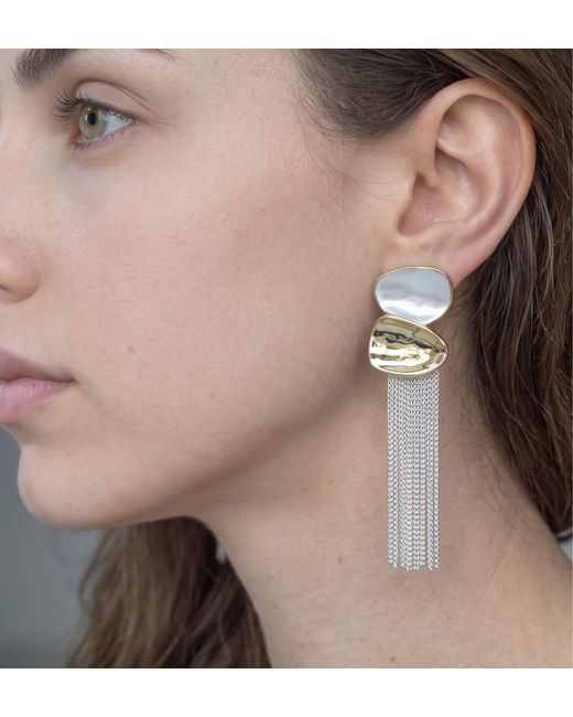 Uchi and Soto Metallic Enso Mixed Metals Chain Tassel Earrings