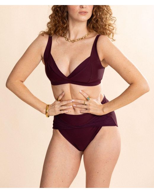 Serotone Swim Purple The Plunge Swim Bra